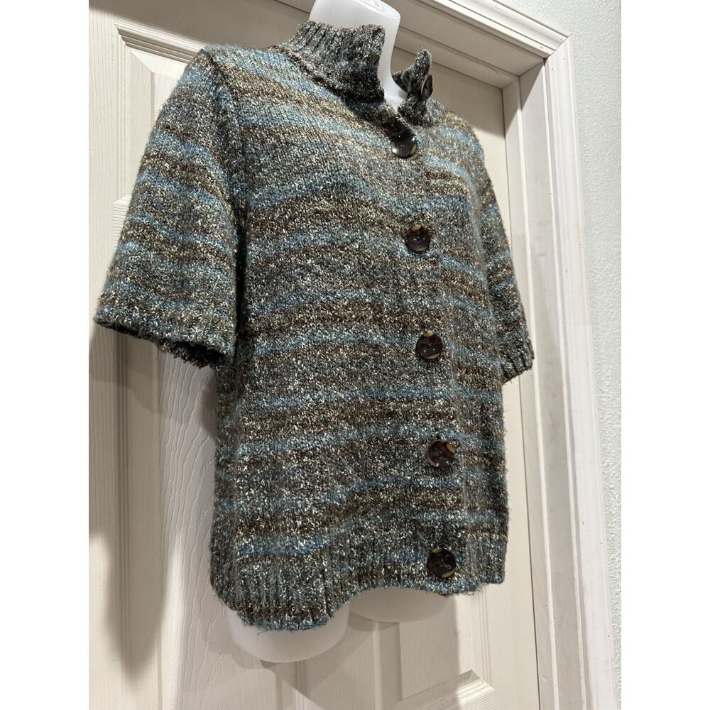 Liz Claiborne Button Up Short Sleeve Knit Sweater Multicolor Color Size L - Picture 2 of 8